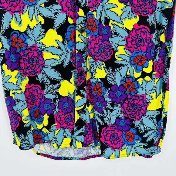 Empyre Mens Floral Multicolored Short Sleeve Collared Button Down Shirt Size L - Picture 7 of 11